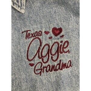 Texas A&M Aggies Grandma Button Up Shirt Womens XL Custom Denim VTG Embroidered
